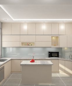 Tủ bếp Melamine trắng kem