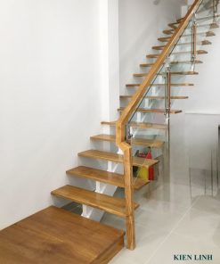 cầu thang xương cá bậc gỗ