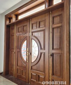 cửa mặt tiền 4 cánh gỗ tự nhiên