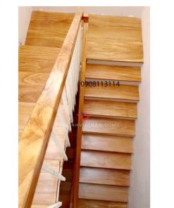 Cầu thang gõ đỏ phi - thi công cầu thang gõ Dragon villa Q9
