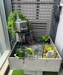 Ho ca thac nuoc 2 tang bang da ong thiet ke ban cong