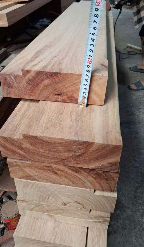 Khung bao cửa gỗ chánh điện gõ đỏ phi 7cm x 23cm – Dùng cho cửa chùa - Ảnh 7