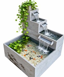 Bể Cá Đá Ong Xám 3 Tầng Thác Nước Chảy decor Ban Công đẹp