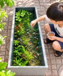 Hồ nuôi cá cảnh và trồng sen D1mx cao 30cm bằng đá tự nhiên